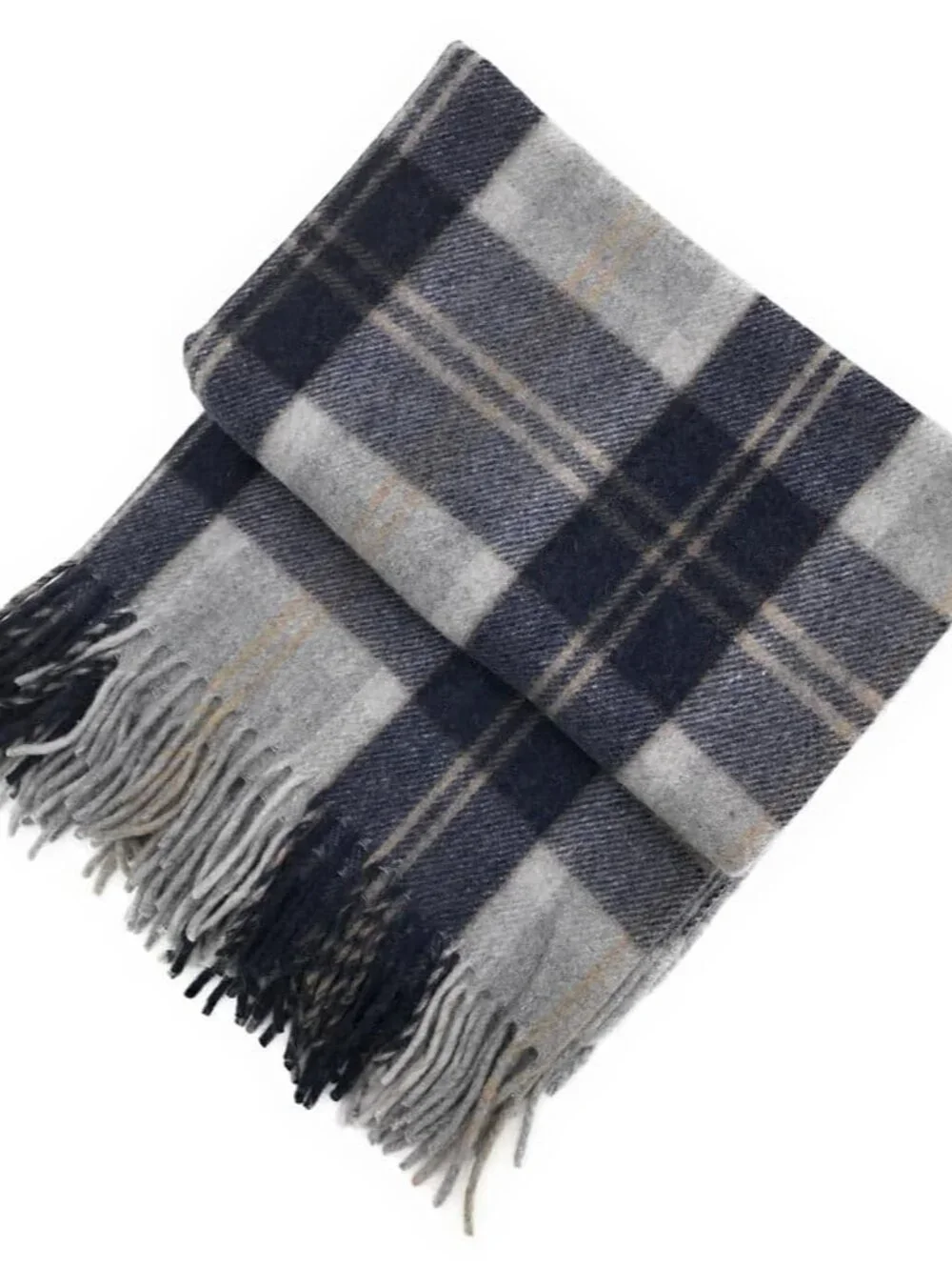 Clans Scotland Bannockbane Silver Tartan Wool Blend Fringe Blanket  60